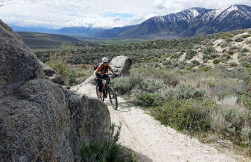 Mountain Biker on Trails above Carson Valley
