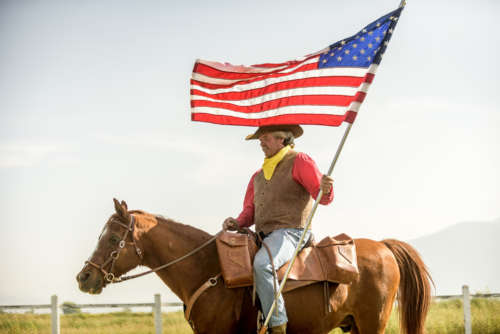 Pony express rider at Dangberg Home Ranch