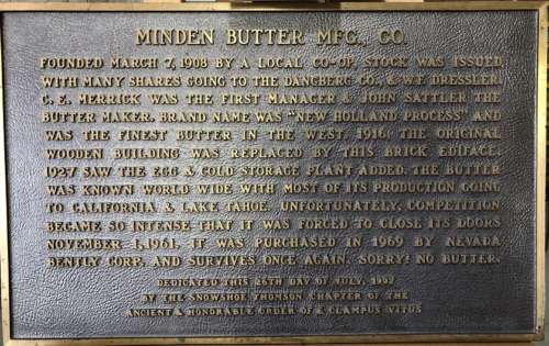 Minden butter co historic plaque