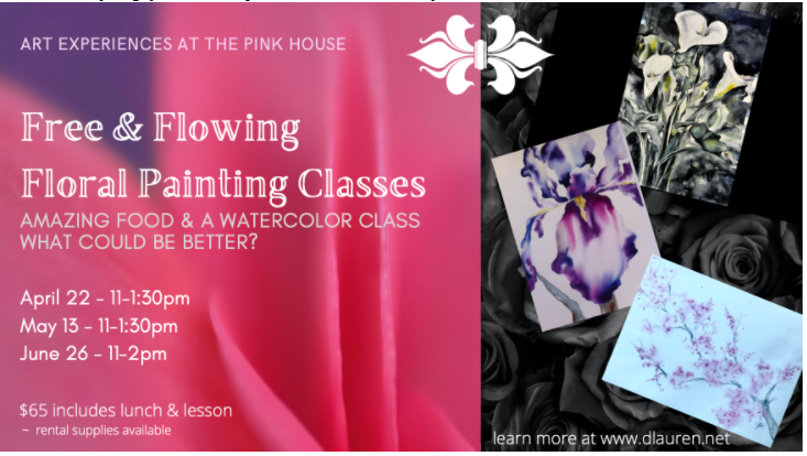 The Pink House Gourmet Luncheon and Watercolor class