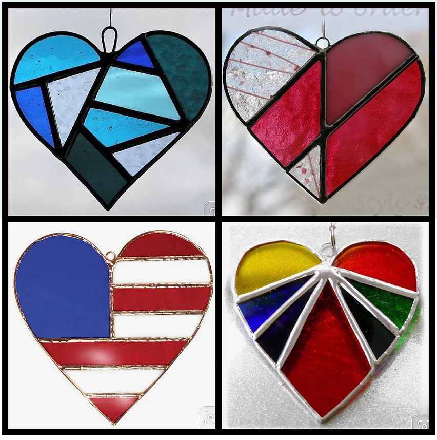 Hello Handmade Stained Glass Art - Heart