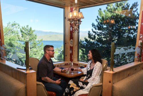 Brad and Sheila Bilderback have cocktails at the Topaz Lodge, in Gardnerville, Nev., on Wednesday, July 26, 2023.<br /> Photo by Cathleen Allison/Nevada Momentum Fueled by RAD